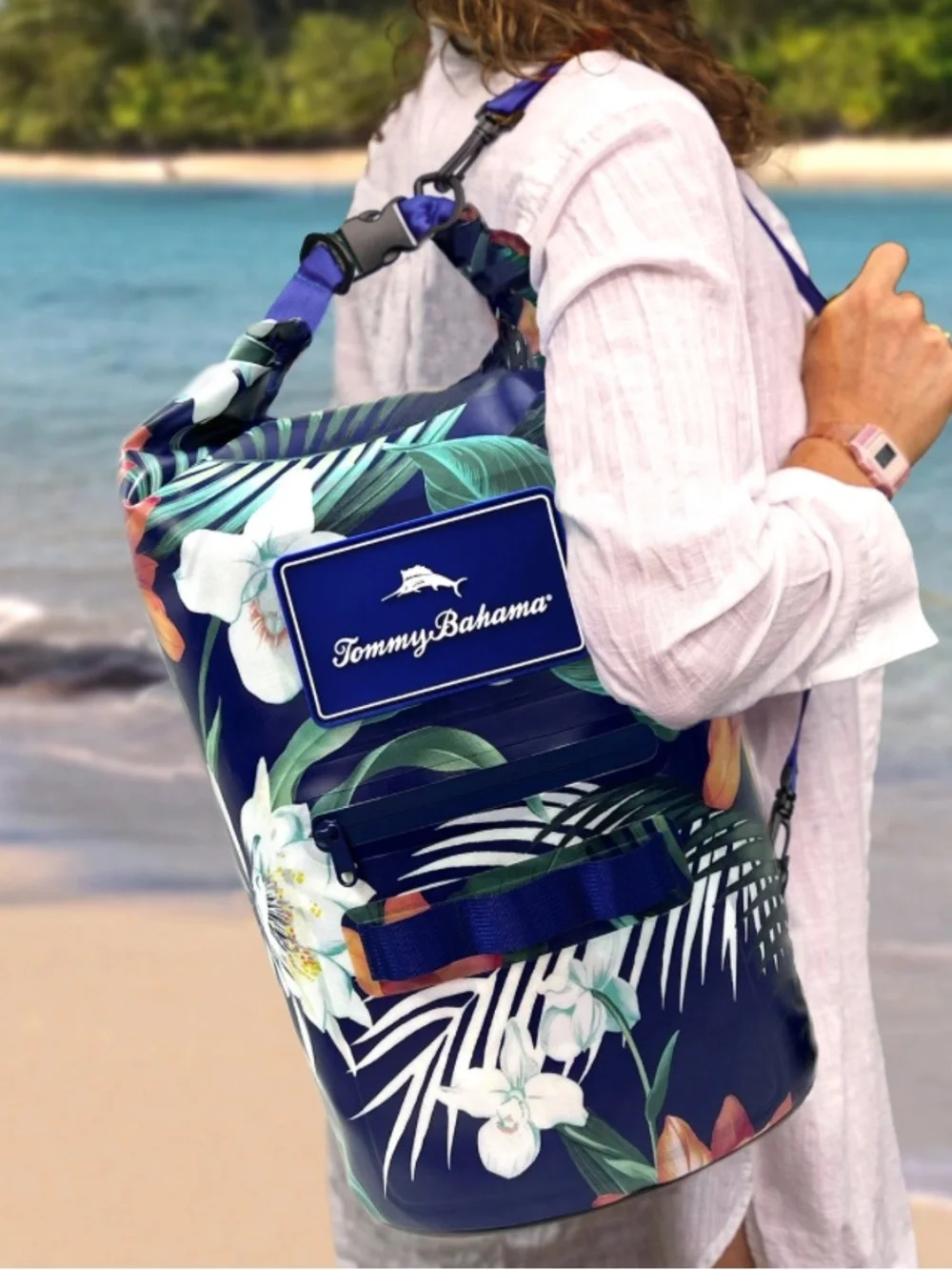 Tommy Bahama Navy Floral Waterproof Dry Bag
